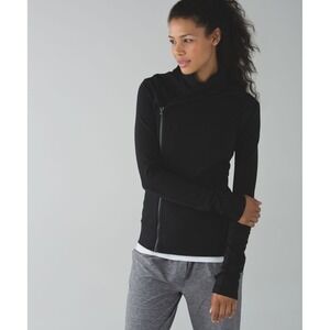 Lululemon Women's Bhakti Yoga Jacket Asymmetric Zip Mock Neck Black 6